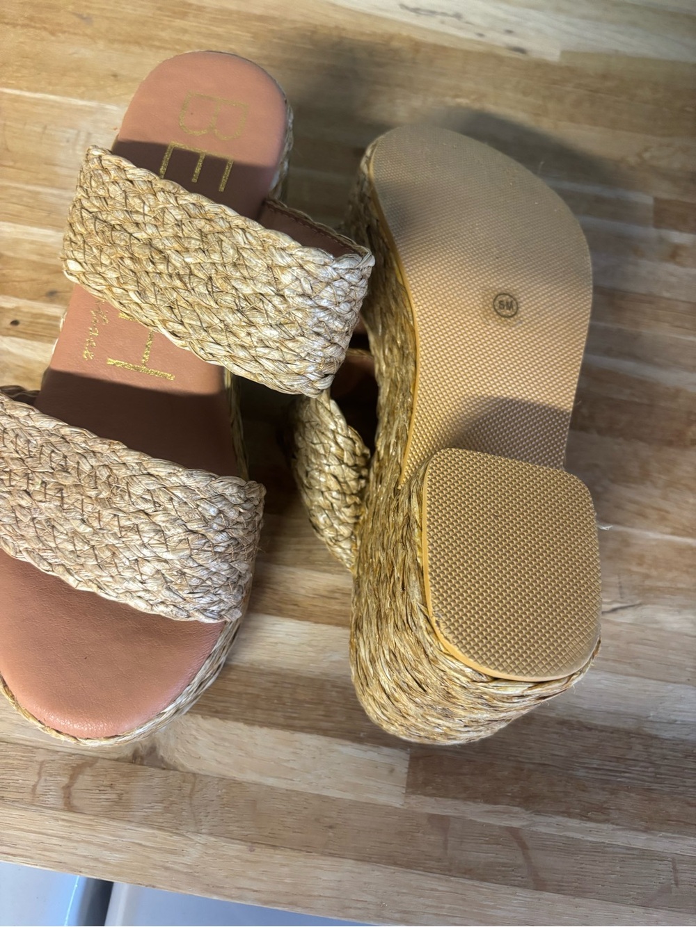 Braided Jute Platform Slide Sandals in Natural - Picture 3 of 3